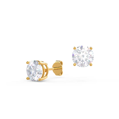 1.0 TCW Round Shape Moissanite Stud Earrings in Gold 4