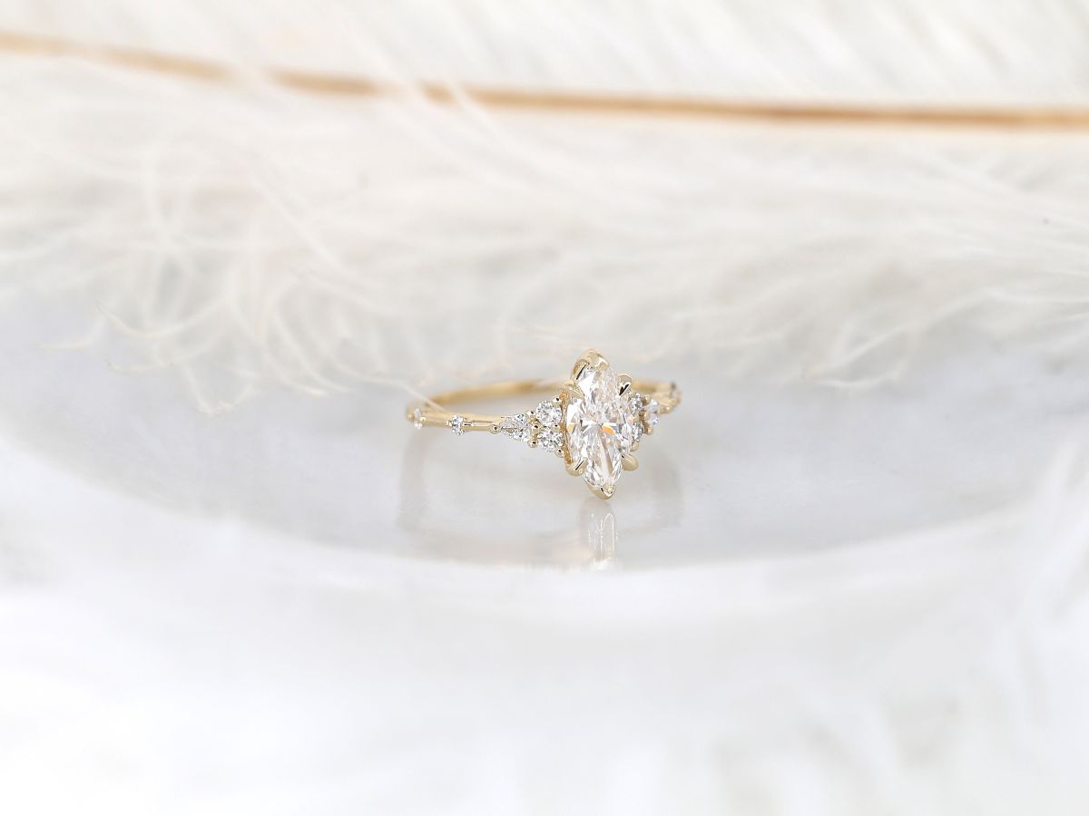 Stunning 1 CT Marquise Moissanite Engagement Ring With Cluster Design 2