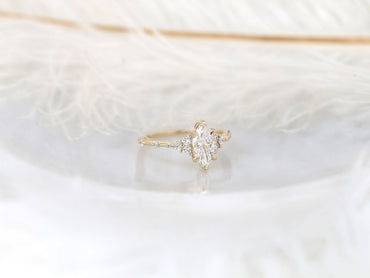 Stunning 1 CT Marquise Moissanite Engagement Ring With Cluster Design 2