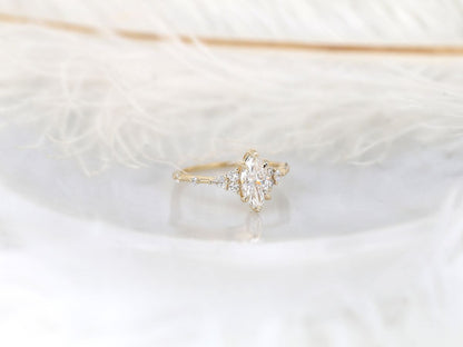 Stunning 1 CT Marquise Moissanite Engagement Ring With Cluster Design 2