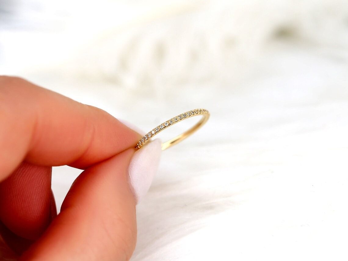 Stunning 0.10 TCW Round Moissanite Stones Half Eternity Wedding Bands 4