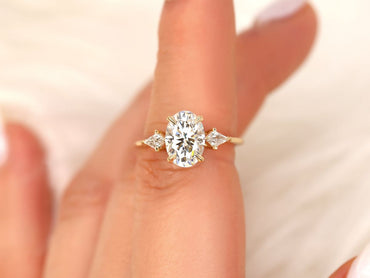 Stunning 2.5 CT Oval Moissanite Engagement Ring with Three Stone Design 10