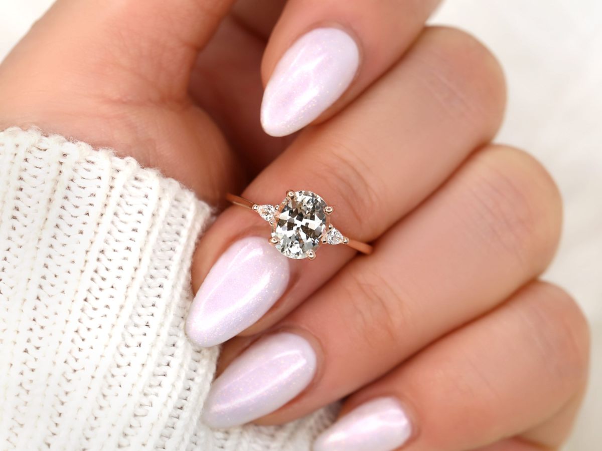 Stunning 1.95 CT Oval Moissanite Engagement Ring with Three Stone Design 6