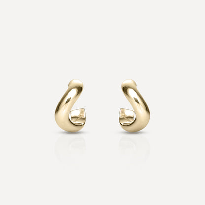 Solid Wave Earrings in Gold 1