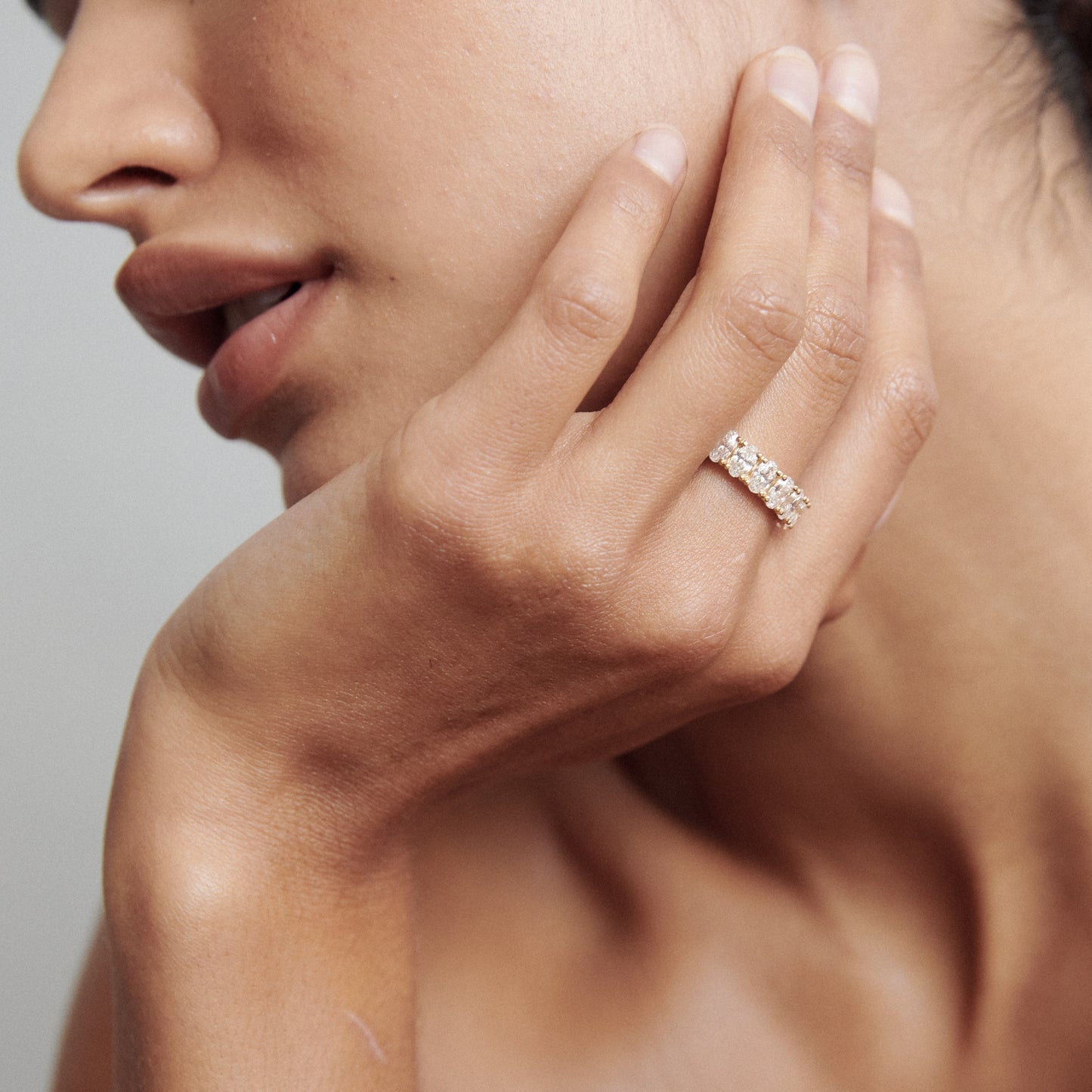 Stunning 1.60 TCW Oval Moissanite Stones Half Eternity Wedding Bands 3