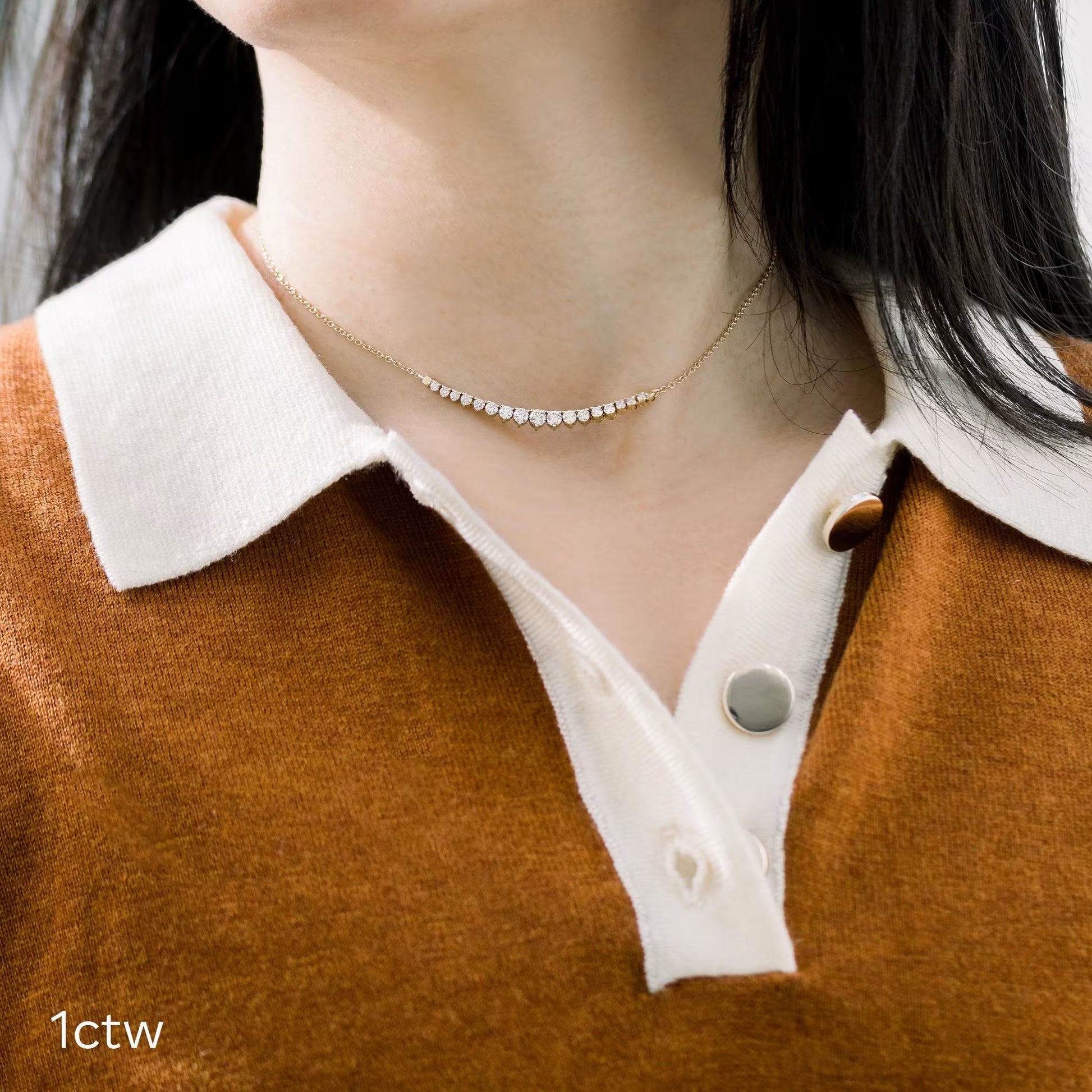 0.40 TCW Round Moissanite Diamond Mini Choker Necklace in Solid Gold 3