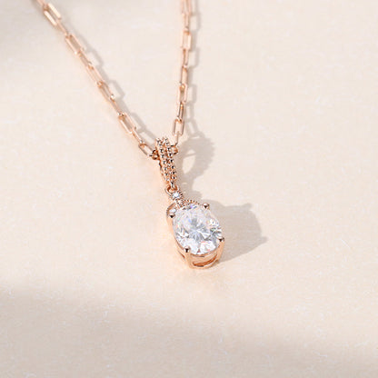 1.20 CT Oval Moissanite Diamond Milgrain Pendant Necklace in Solid Gold 3