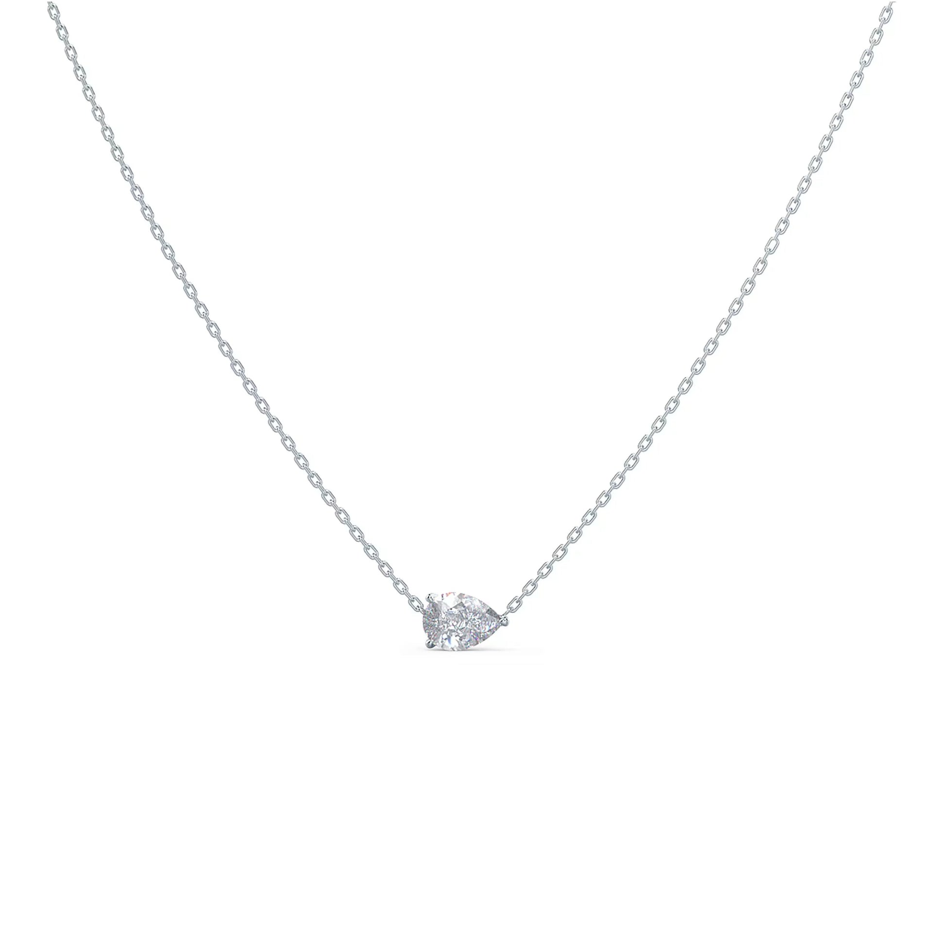1.0 CT East West Pear Cut Moissanite Diamond Solitaire Pendant Necklace in Solid Gold 5