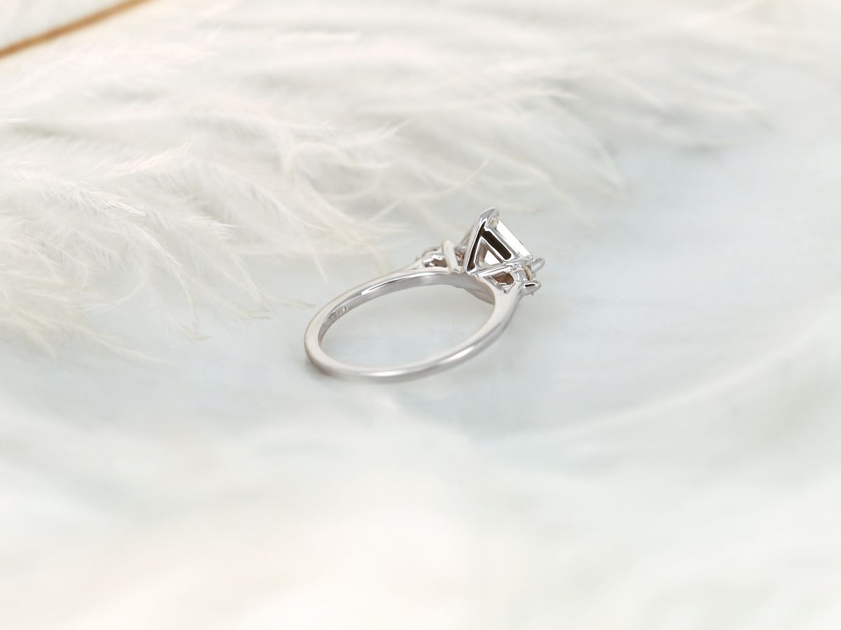 Stunning 2.20 CT Asscher Moissanite Engagement Ring with Three Stone Design 2