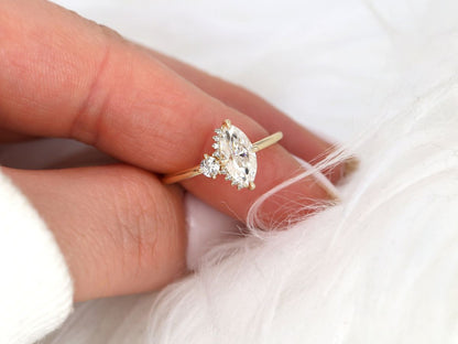 Stunning 1 CT Marquise Moissanite Engagement Ring with Cluster Design 8