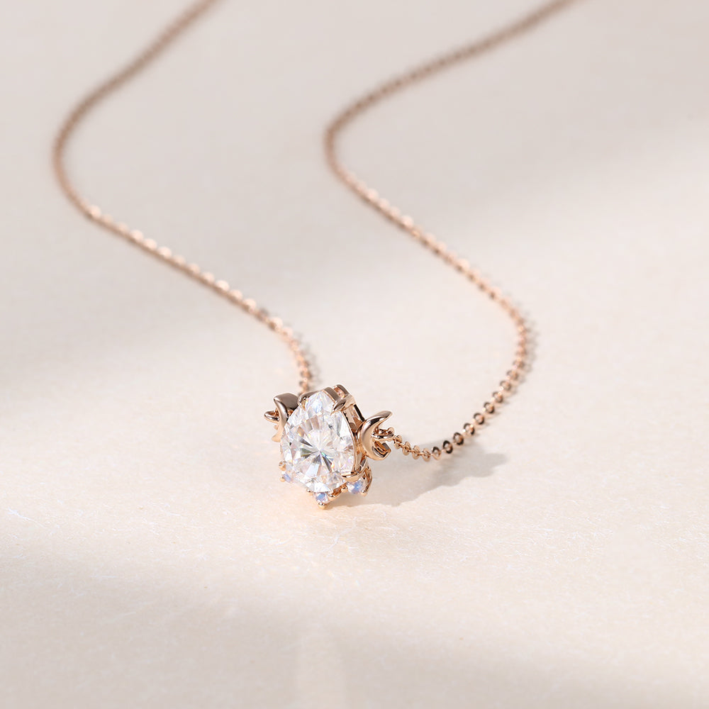 1.13 CT Pear Diamond Art Deco Pendant Necklace in Solid Gold 3