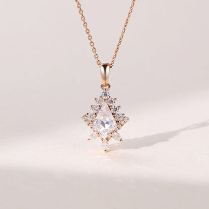 1.20 TCW Kite Moissanite Diamond Cluster Pendant Necklace in Solid Gold 1