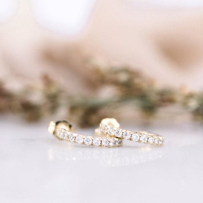 0.80 TCW Round Cut Moissanite Hoops Earrings in Gold 1