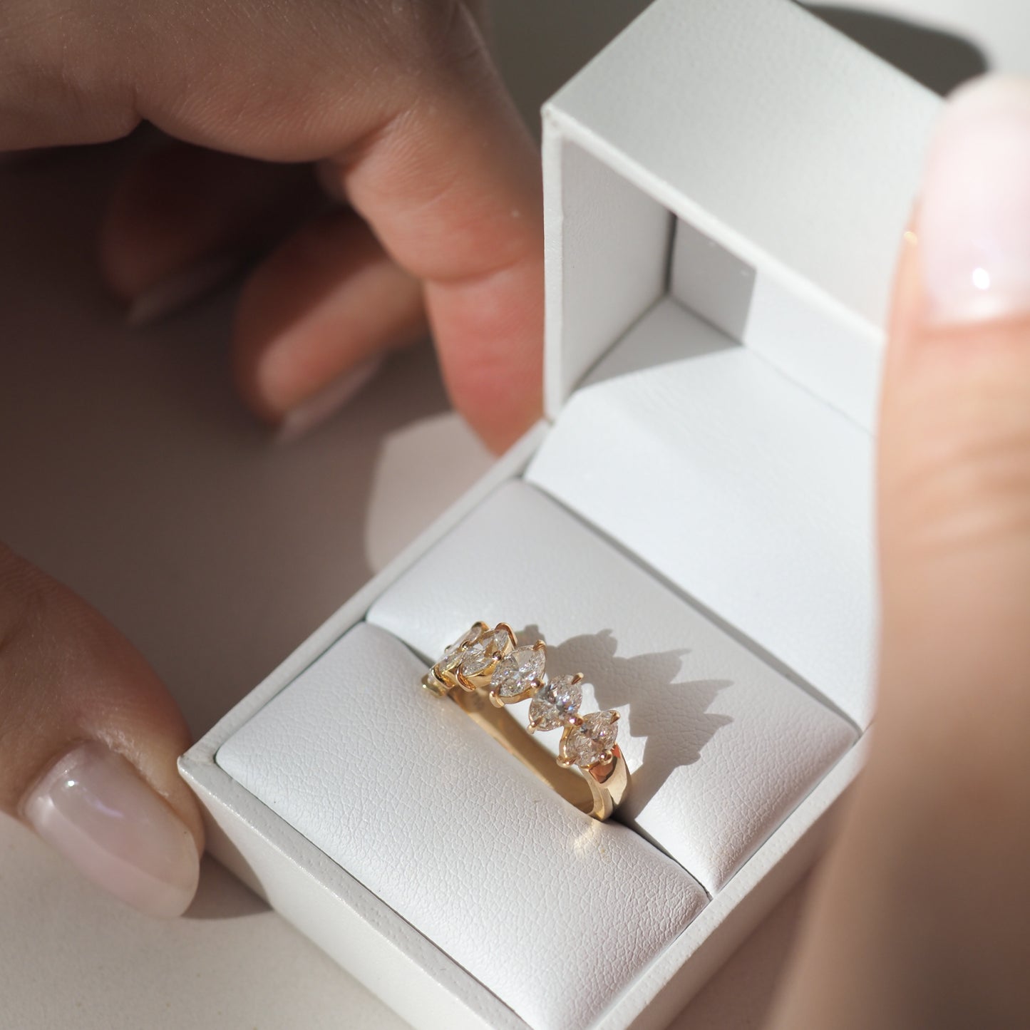 Stunning 0.4 TCW Oval Moissanite Stones Half Eternity Wedding Band 3