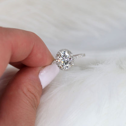 Stunning 2.0 CT Oval Moissanite Engagement Ring with Pave Design 6
