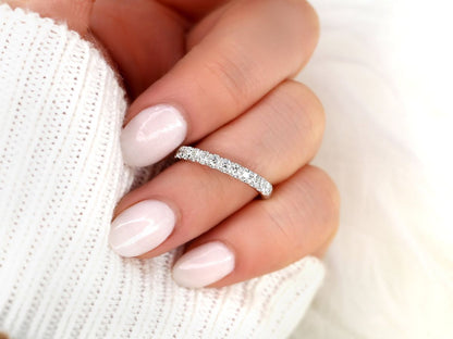 Stunning 0.6 TCW Round Moissanite Stones Half Eternity Wedding Band 8