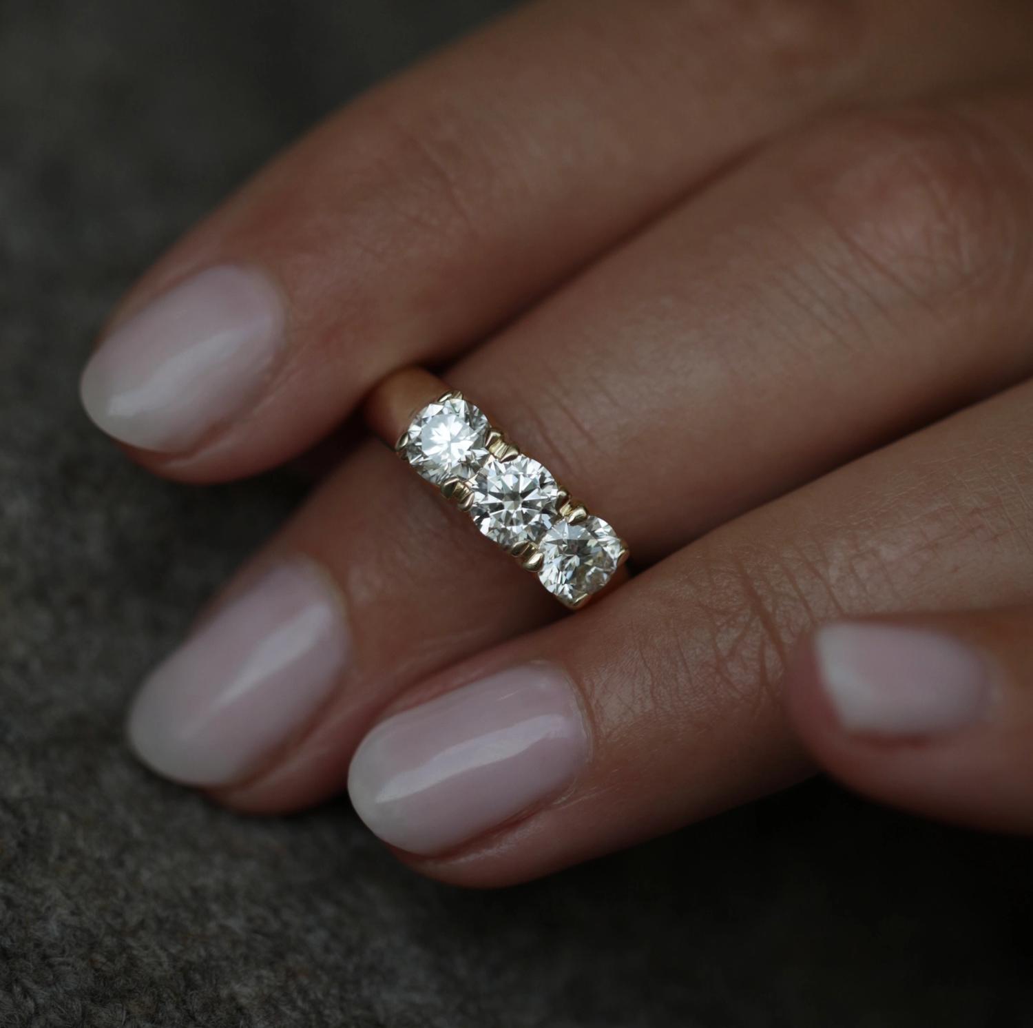 1.50 CT Round Three Stones Lab Grown Diamond Wedding Band