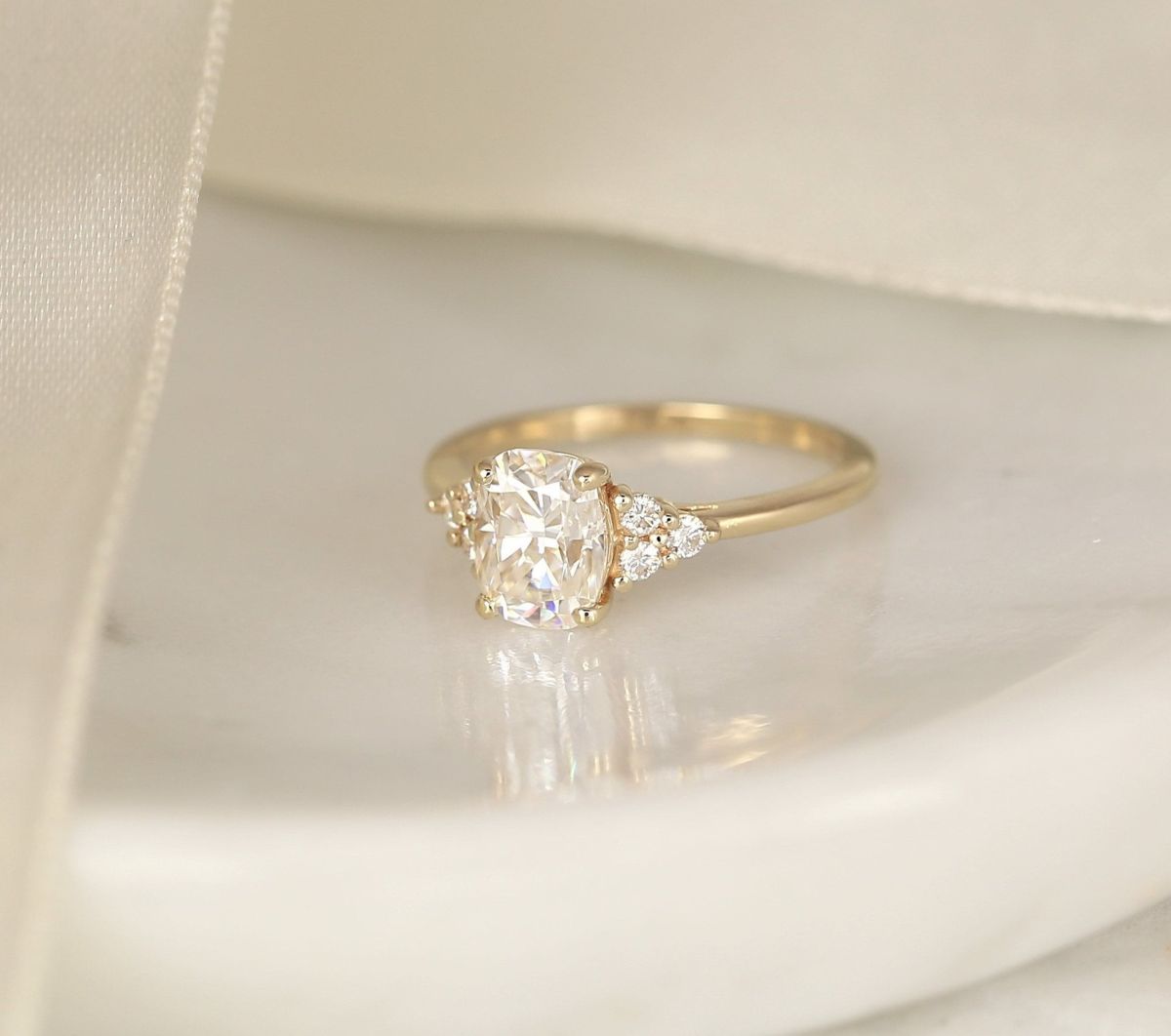 Stunning 1.50 CT Cushion Moissanite Engagement Ring with Cluster Design 2