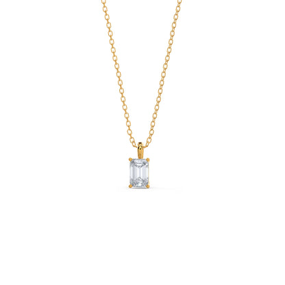 1.0 CT Emerald Cut Moissanite Diamond Solitaire Pendant Necklace in Solid Gold 5