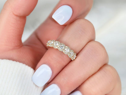 Stunning 0.35 TCW Round Moissanite Stones Halo Half Eternity Wedding Bands 6