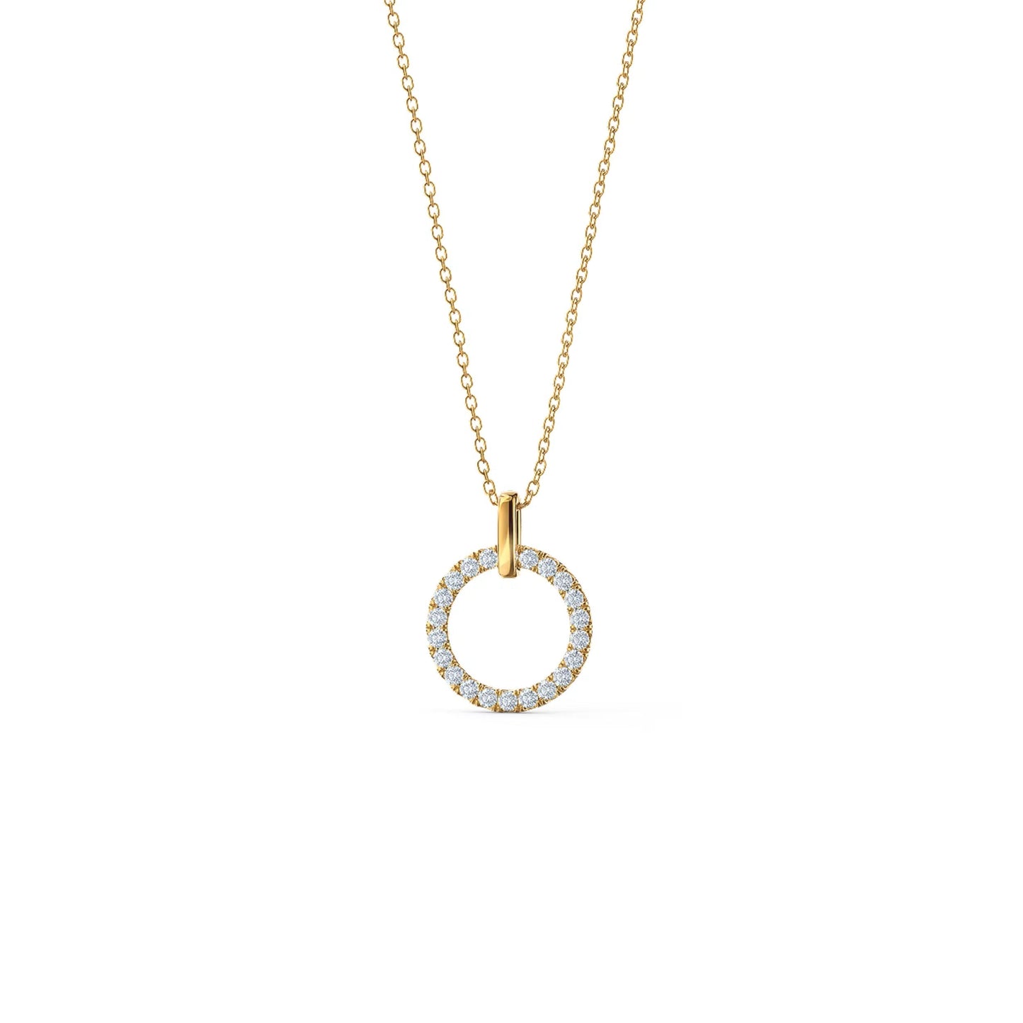 0.80 TCW Round Moissanite Diamond Circle Pendant Necklace in Solid Gold 4