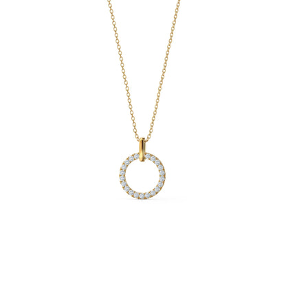 0.80 TCW Round Moissanite Diamond Circle Pendant Necklace in Solid Gold 4