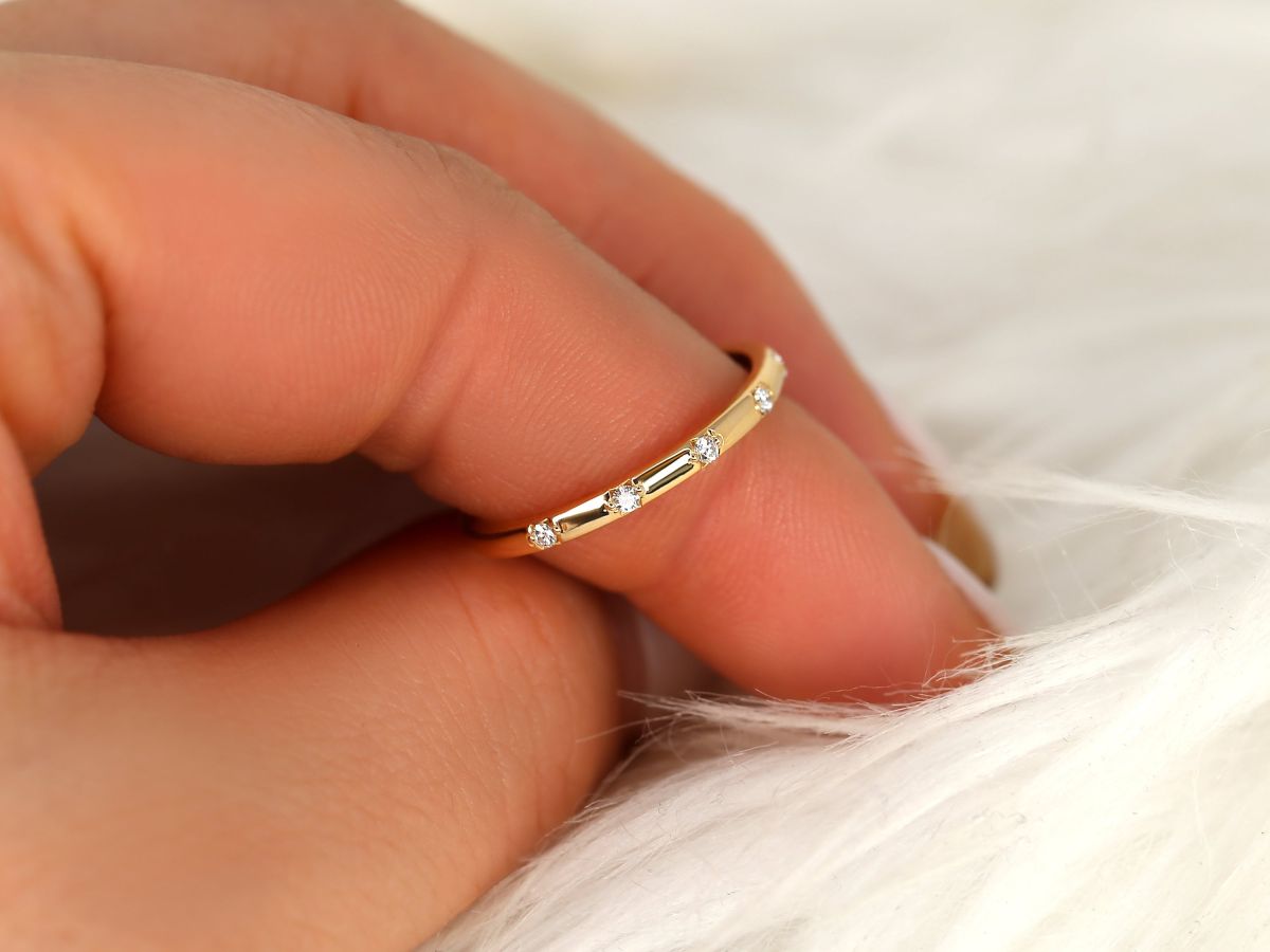 Stunning 0.11 TCW Round Moissanite Stones Flush Wedding Bands 7