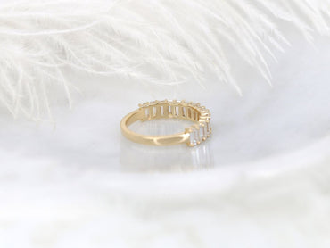 Stunning 1.5 TCW Emerald Moissanite Stones Half Eternity  Wedding Bands 2