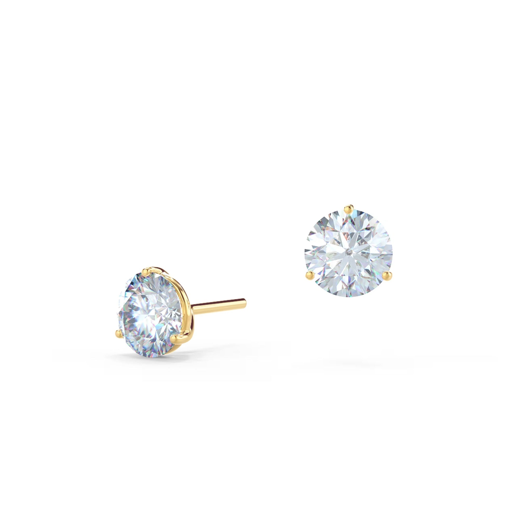 1.0 TCW Round Shape Moissanite Studs Earrings in Gold 3