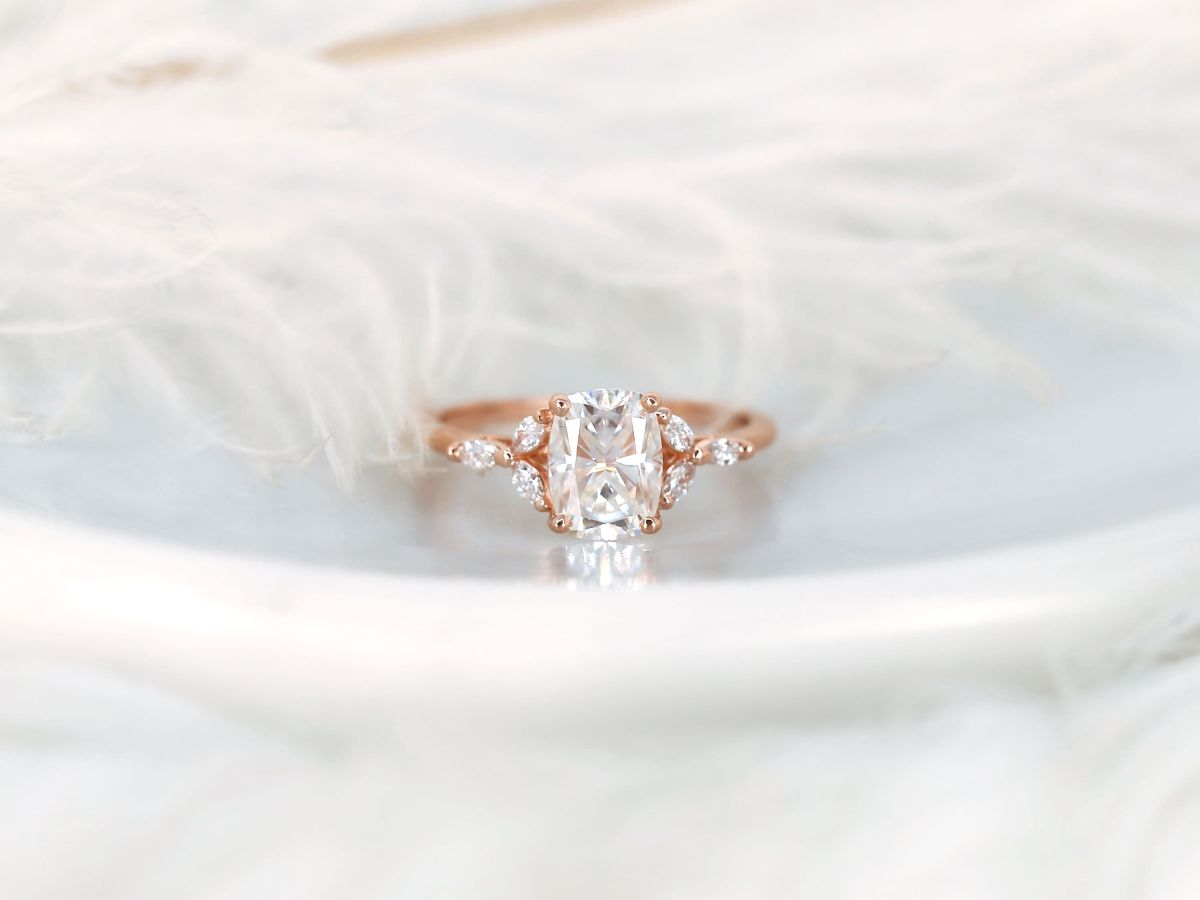 Stunning 1.5 CT Cushion Moissanite Engagement Ring with Cluster Design 2