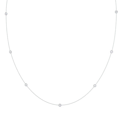 0.60 CT Round Moissanite Diamond Floating Diamond Bezel Necklace in Solid Gold 4