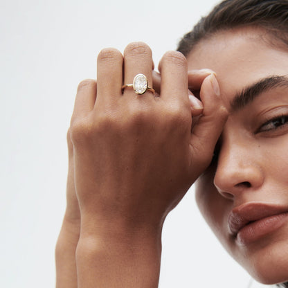 Stunning 1.5 CT Oval Moissanite Engagement Ring with Bezel Design 3