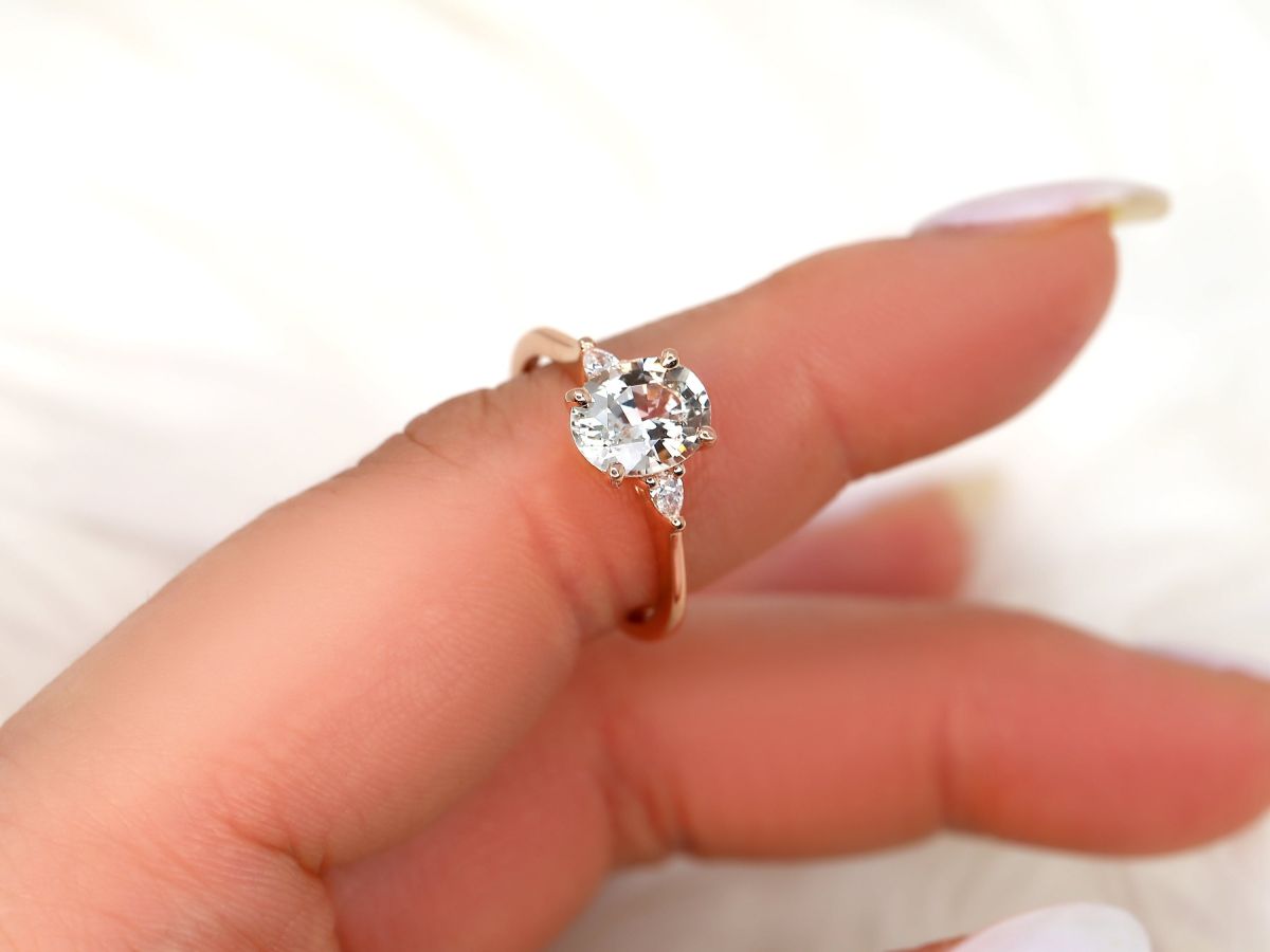 Stunning 1.95 CT Oval Moissanite Engagement Ring with Three Stone Design 10