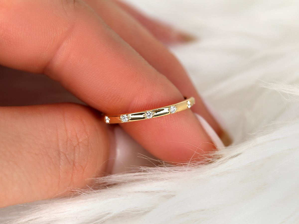 Stunning 0.11 TCW Round Moissanite Stones Flush Wedding Bands 5