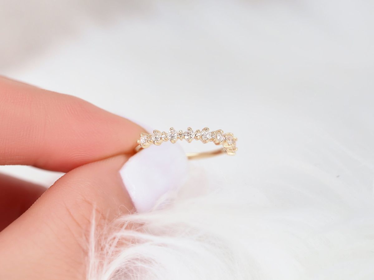 Stunning 0.35 TCW Round Moissanite Stones Half Eternity Wedding Bands 8