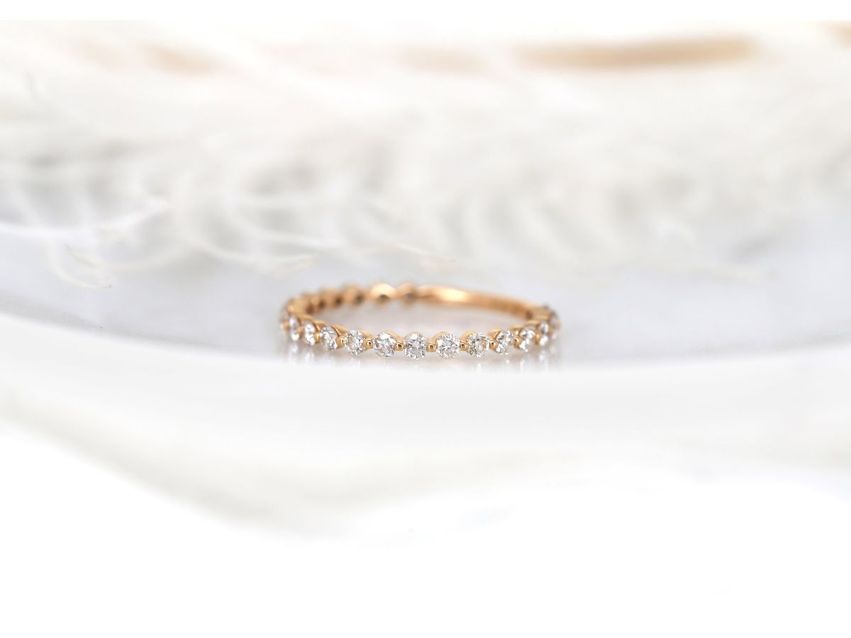 Stunning 0.55 TCW Round Moissanite Stones Full Eternity Wedding Band 2