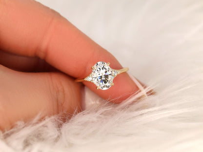 Stunning 2.5 CT Oval Moissanite Engagement Ring with Cluster Design 4