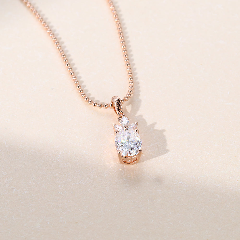 1.10 CT Oval Moissanite Diamond Cluster Pendant Necklace in Solid Gold 3