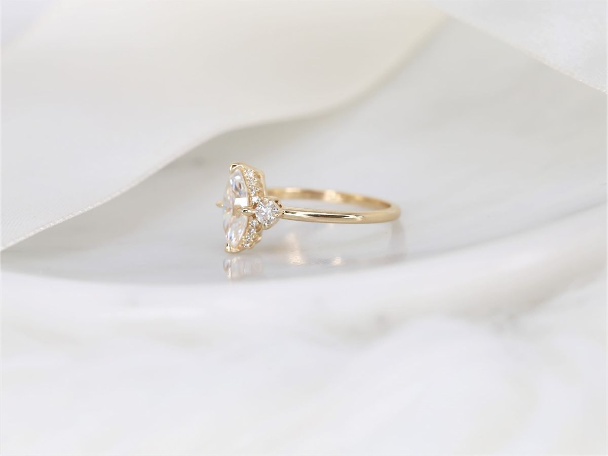 Stunning 1 CT Marquise Moissanite Engagement Ring with Cluster Design 2