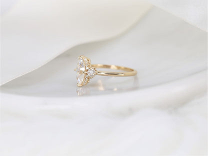 Stunning 1 CT Marquise Moissanite Engagement Ring with Cluster Design 2