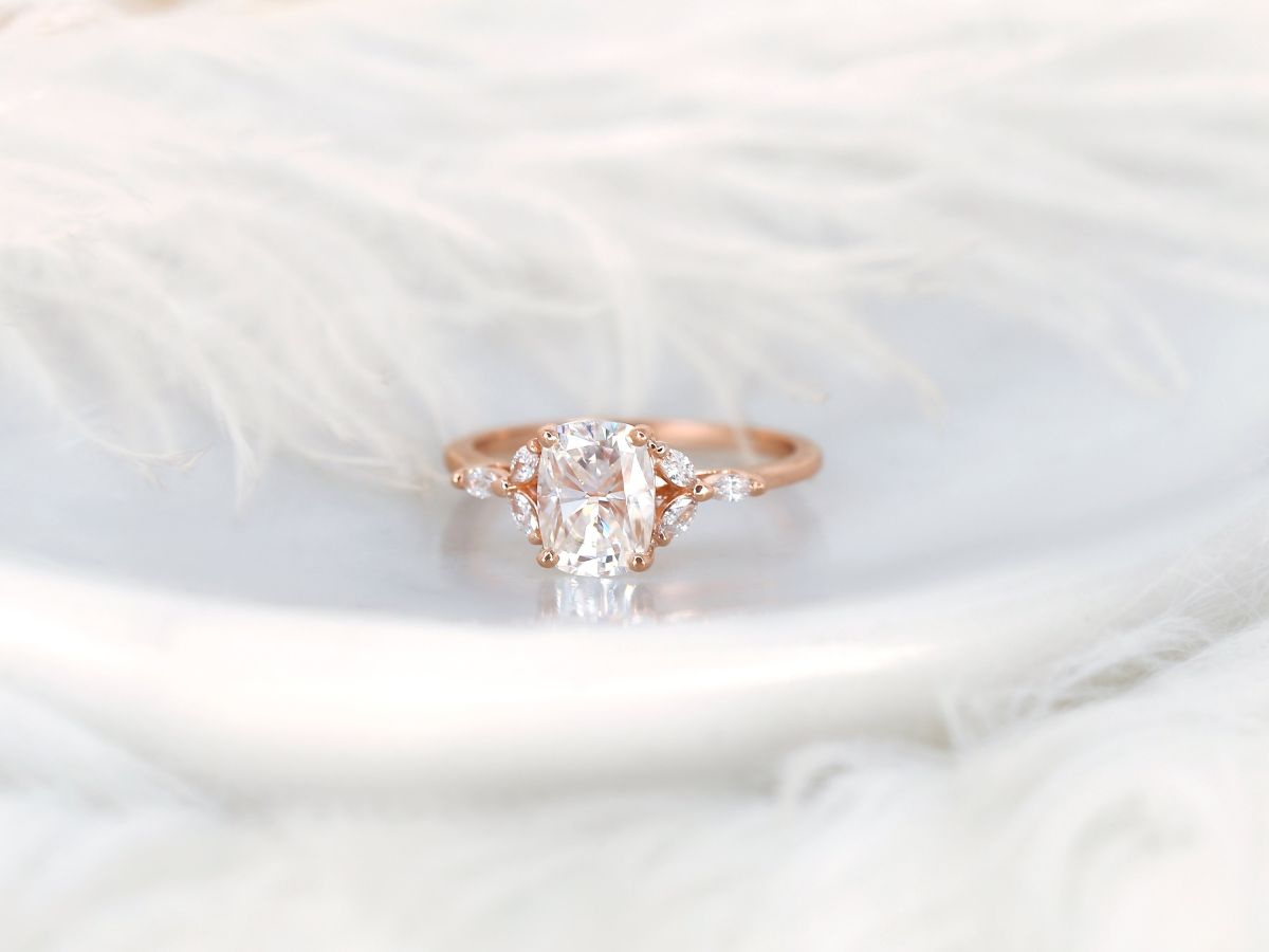 Stunning 1.5 CT Cushion Moissanite Engagement Ring with Cluster Design 1