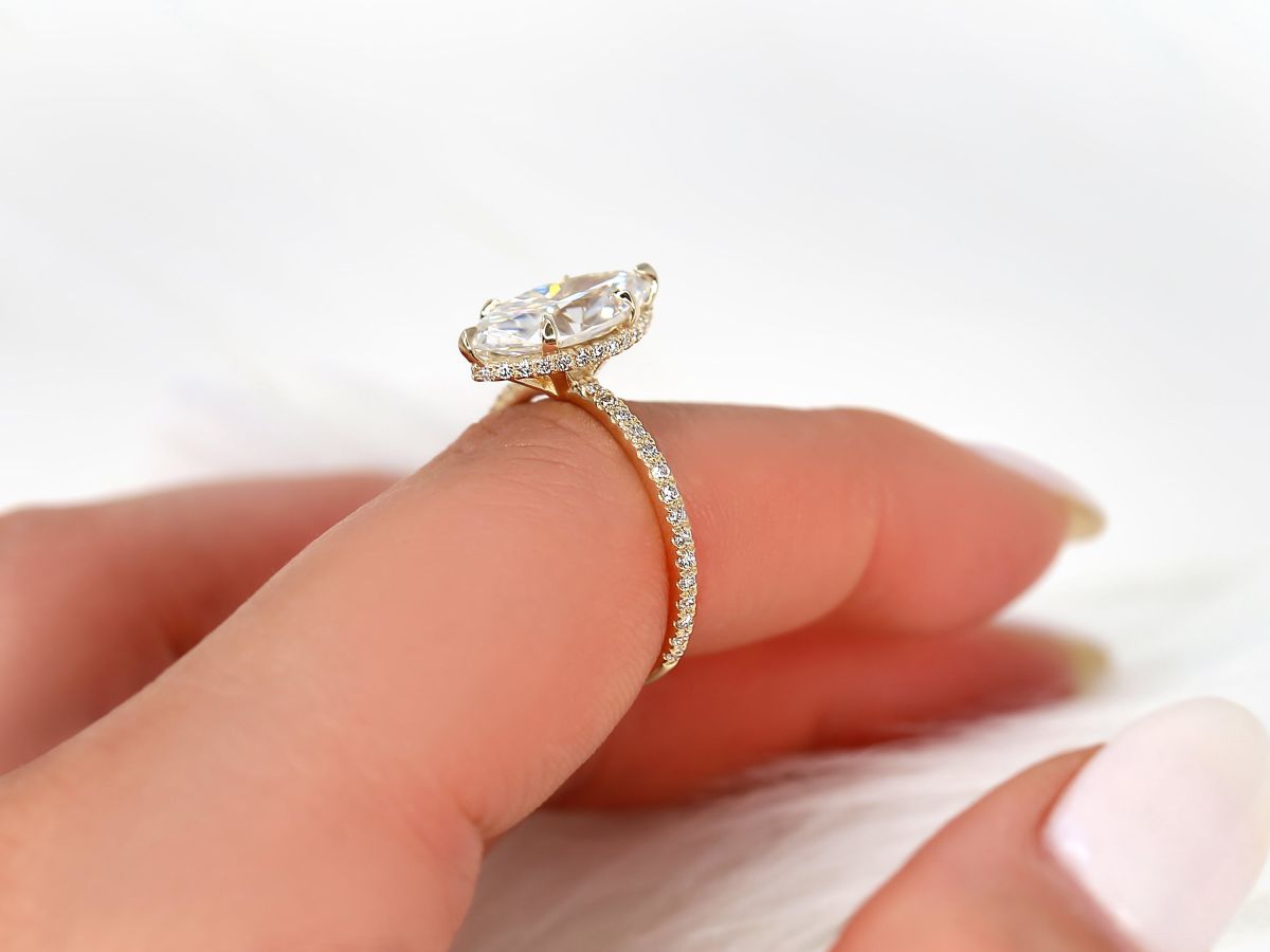 Stunning 2.80 CT Marquise Moissanite Engagement Ring with Hidden Halo Design 6
