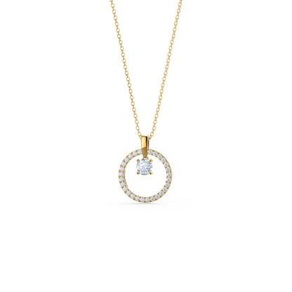 1.50 CT Round Moissanite Diamond Floating Stone Pendant Necklace in Solid Gold 3