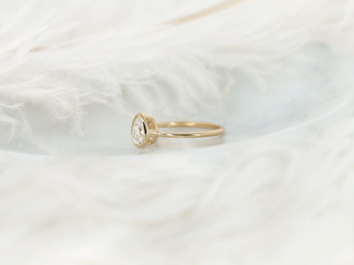 Stunning 0.75 CT Pear Moissanite Engagement Ring With Bezel Design 2