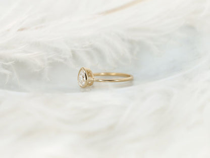 Stunning 0.75 CT Pear Moissanite Engagement Ring With Bezel Design 2