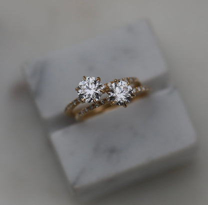 0.75 CT Round Cut Pave CVD E/VS1 Diamond Engagement Ring 10