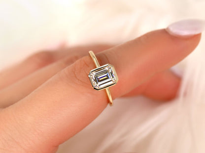 Stunning 1.75 CT Emerald Moissanite Engagement Ring with Bezel Design 6