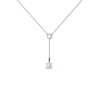 0.20 CT Round Moissanite Diamond Lariat Necklace in Solid Gold 5
