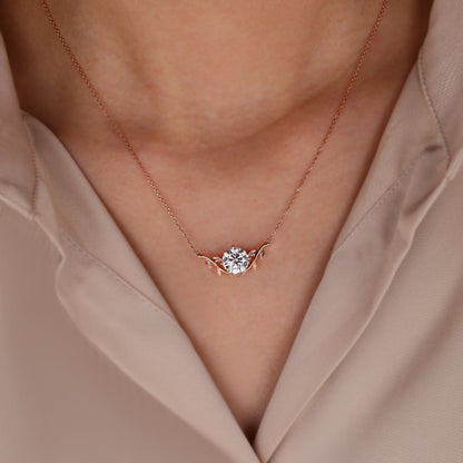 2.0 CT Round Moissanite Diamond Solitaire Pendant Necklace in Solid Gold 5