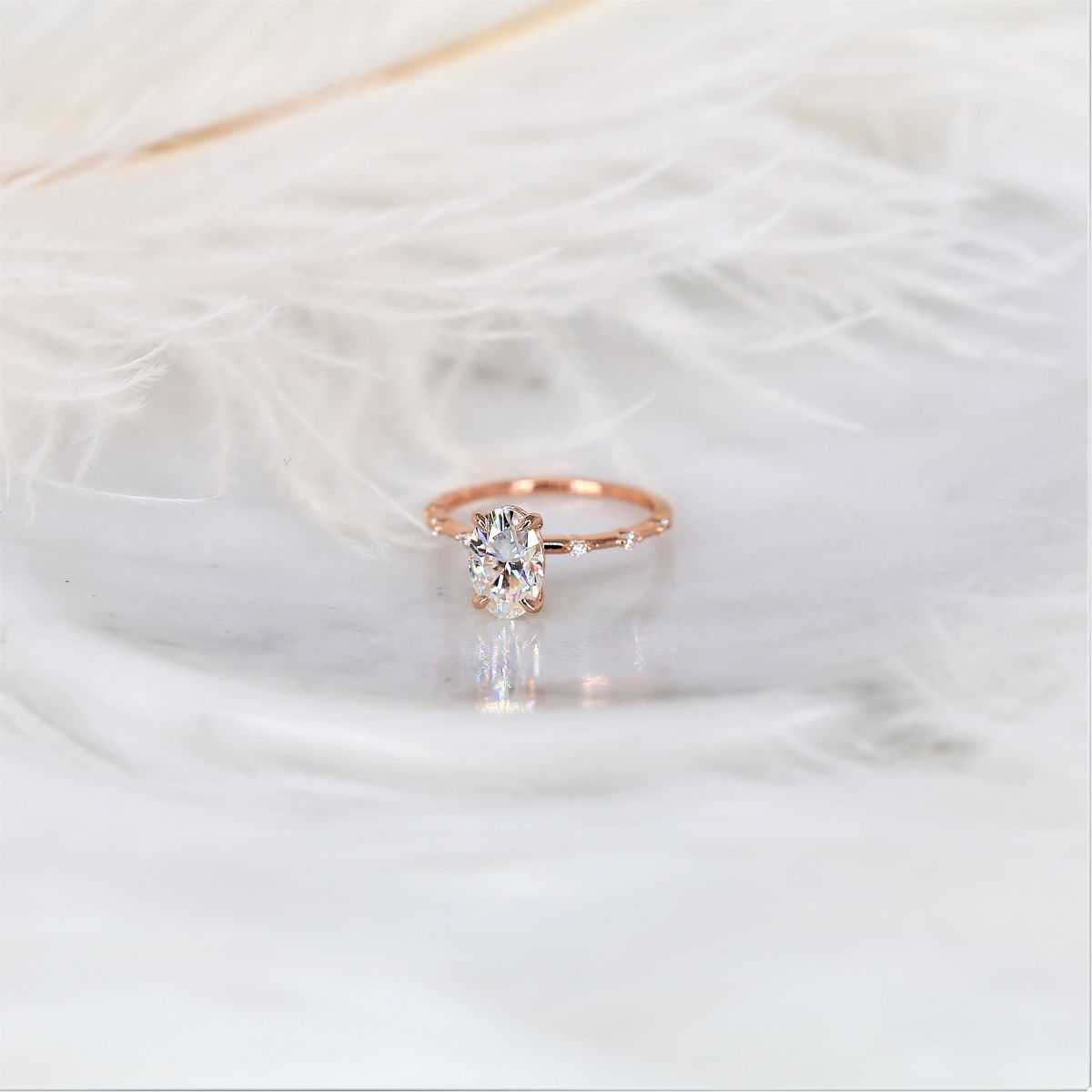 Stunning 2.0 CT Oval Moissanite Engagement Ring with Dainty Design 3